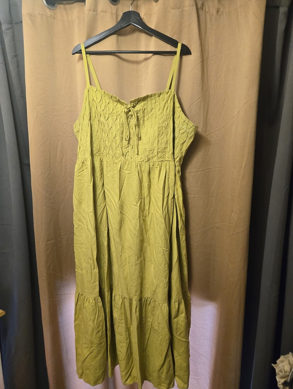 Skies Are Blue 3x Olive Green Spaghetti Strap Maxi Dress